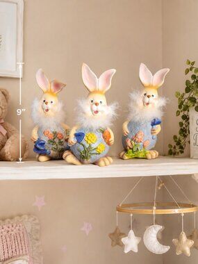 Set of 3 VINTAGE ceramic rabbit figurines Spring & Easter SHIPS FREE